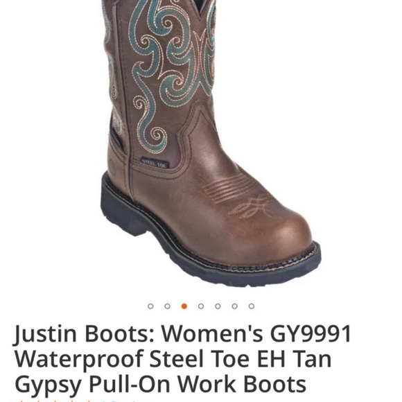 Justin Cowboy Cowgirl Boots Work Boots Waterproof - Picture 3 of 4